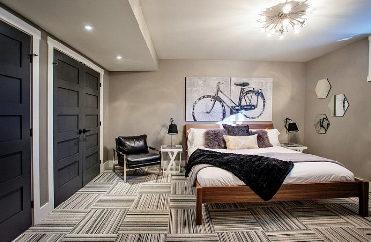 modern bedroom design works well in a basement