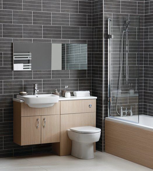 a toilet and a sink combo clad with light-colored wood