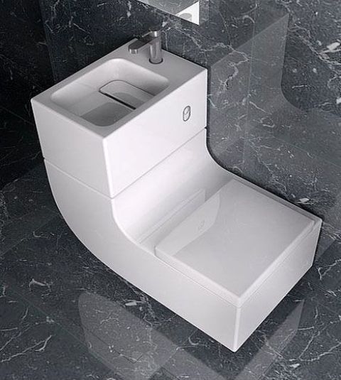 stylish curved toilet and sink combo