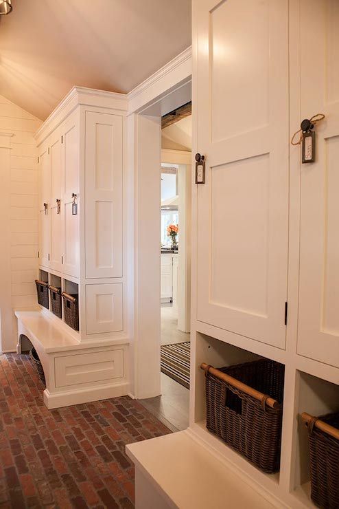 white basement lockers to declutter the space