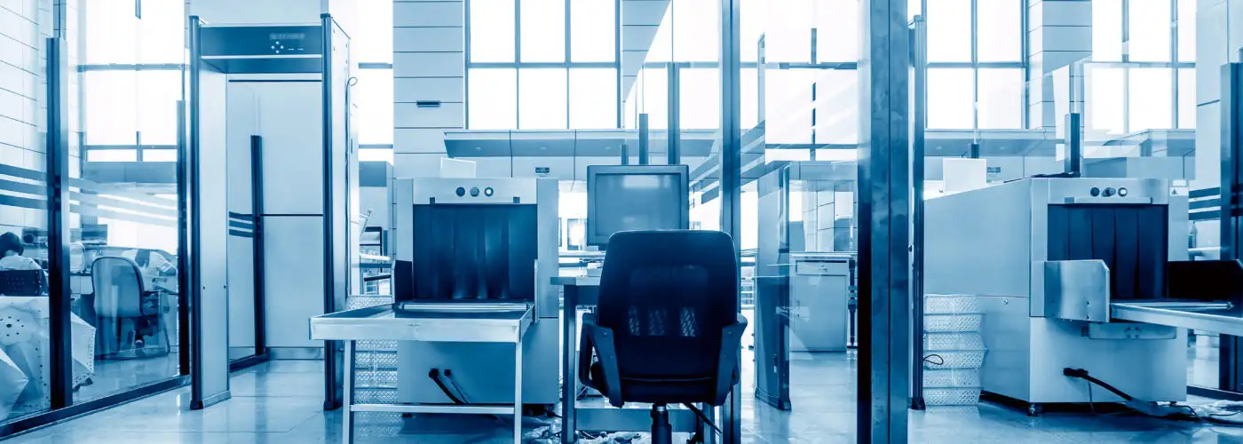 Empty airport security area