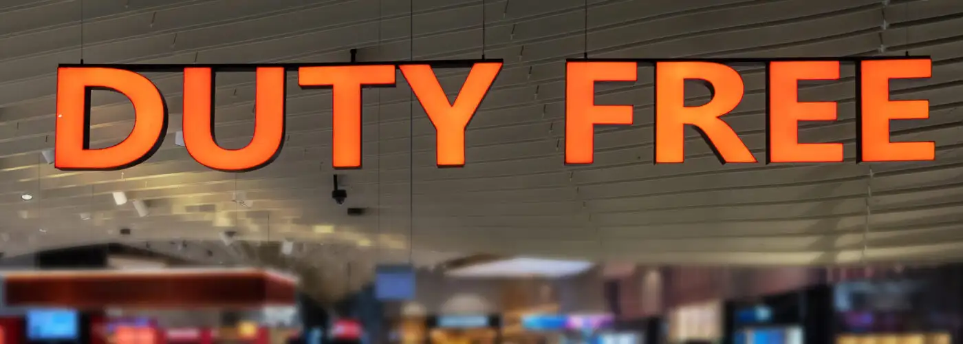 Duty Free sign at shopping area of airport