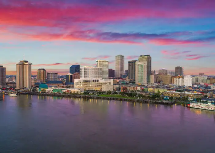 New Orleans skyline at dusk