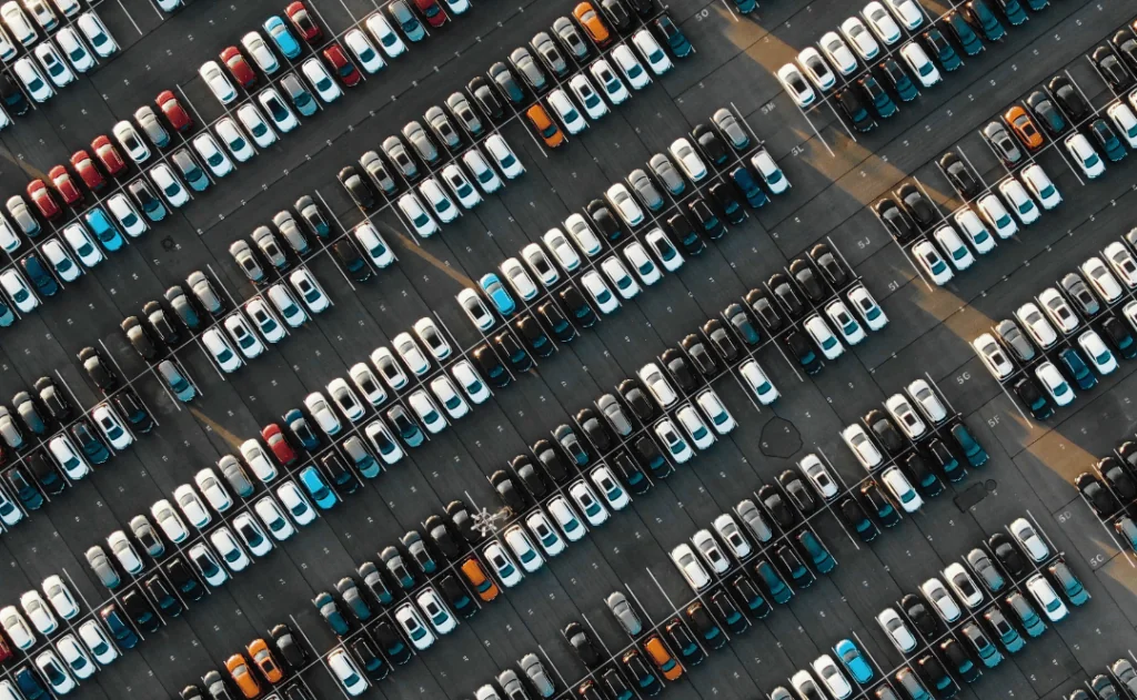 Aerial view of Airport parking lot