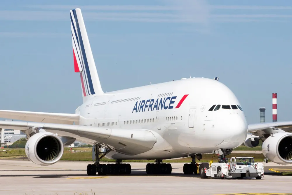 Air France being towed on tarmac