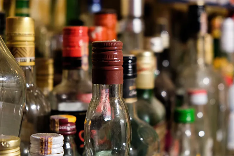 Rows of alcohol bottles