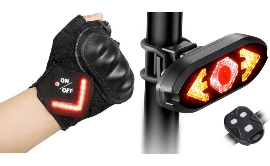 Biking Gloves and Bike Tail Light with Turn Signals