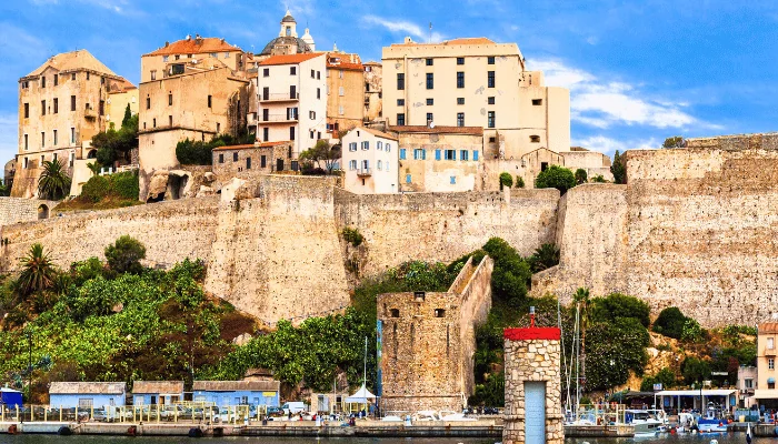 Calvi - panoramic view with fortress. Corsica island, France