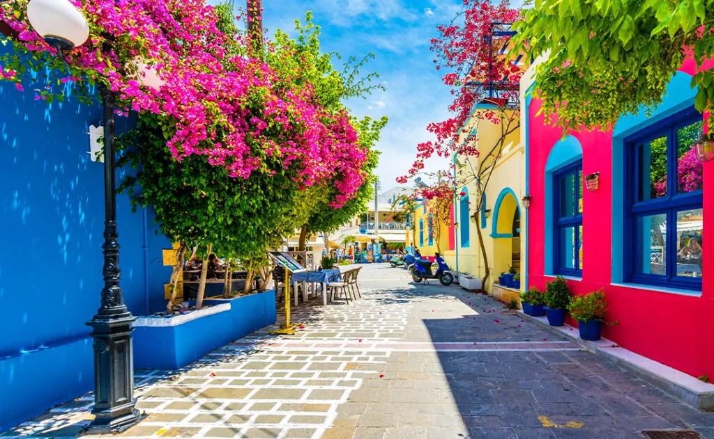 Beautiful street view in Kos Island. Kos Island is populer tourist destination in Greece.