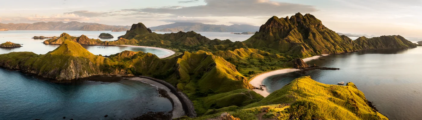 Landscape view from the top of Padar island in Komodo islands, Flores, Indonesia