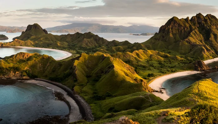 Landscape view from the top of Padar island in Komodo islands, Flores, Indonesia