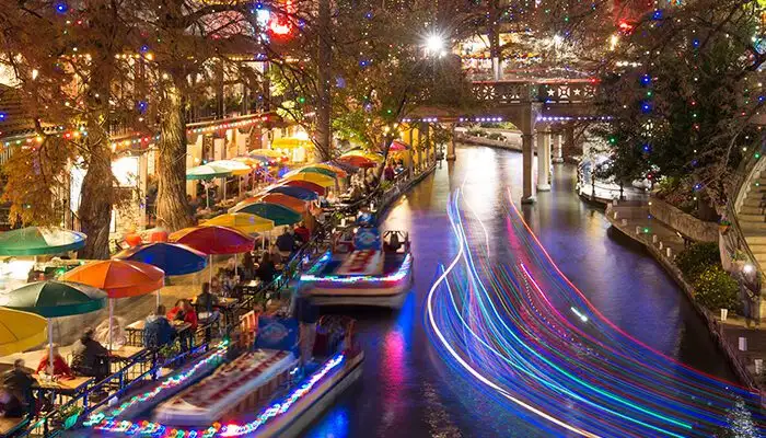 San Antonio River Walk at night