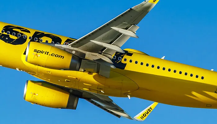 Spirit Airlines plane in flight