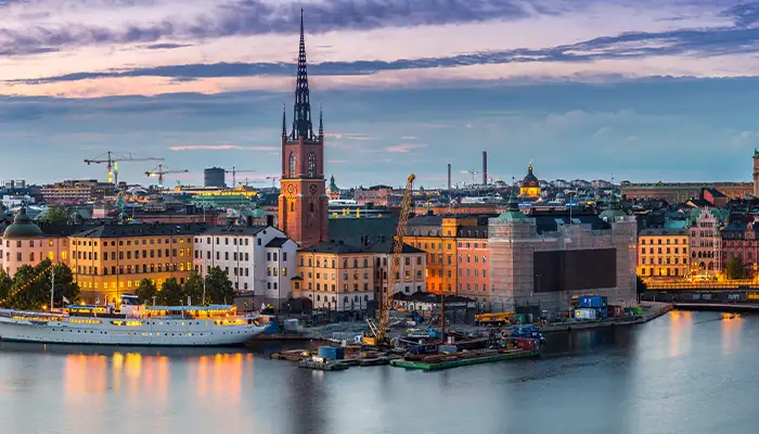 Scenic summer night panorama of Stockholm, Sweden