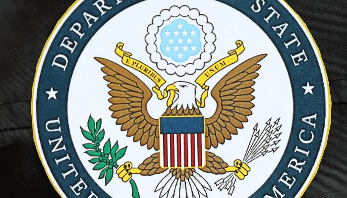 US State Department logo on black background