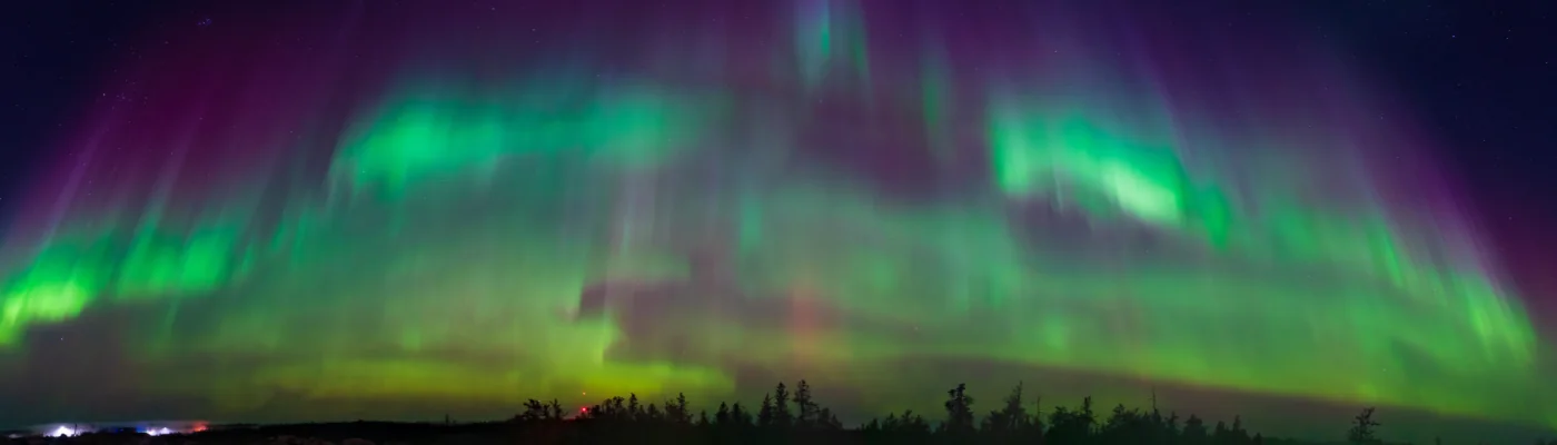 Colorful Aurora Borealis, Northern Lights, at Yellowknife, Northwest Territories, Canada